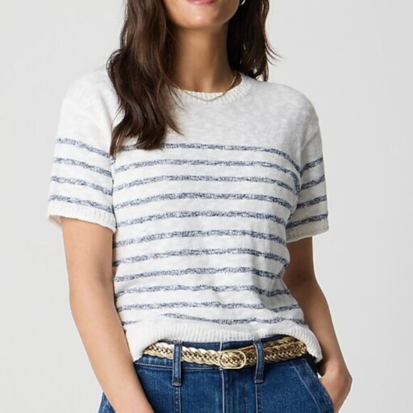 J. Crew Plus Striped Short Sleeve Relaxed Beach Sweater Size 2X NWT - Picture 1 of 7